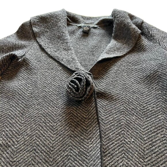 A Giannetti Womens Jacket Merino Wool Small Flower Herringbone Snap Close - Picture 4 of 14